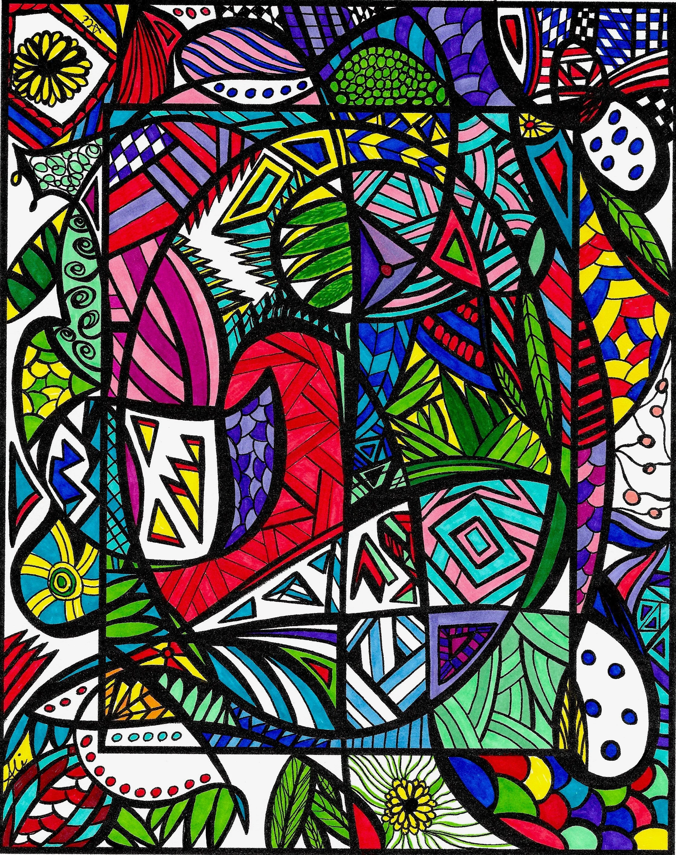 This is the original Art by Ali Abstract. The design used for Wrist Wallet fabric is reduced in size and placed in a mirror repeat to create a kaleidoscope effect.