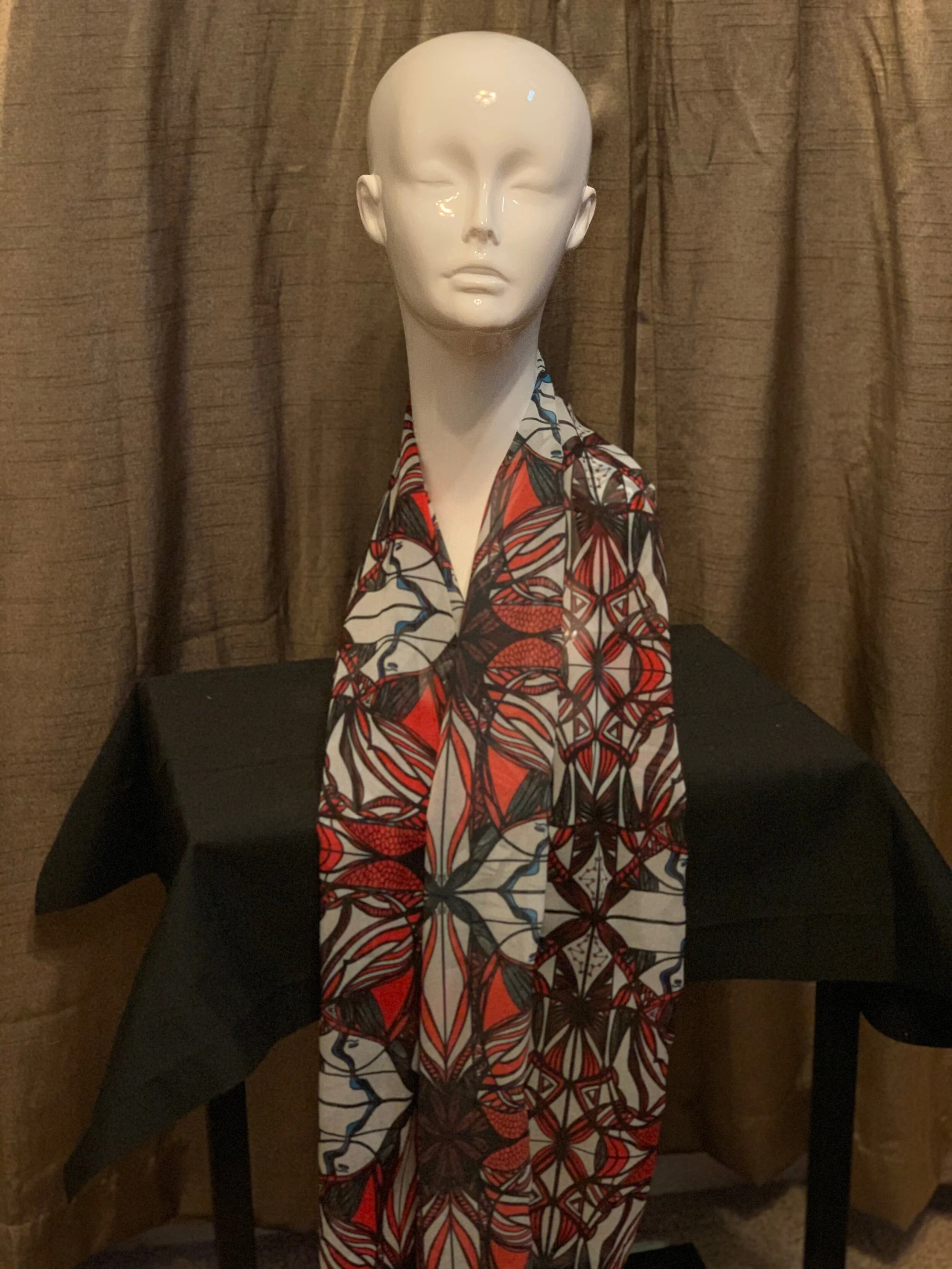 # 3 Red, White & Black  — Chiffon Scarf