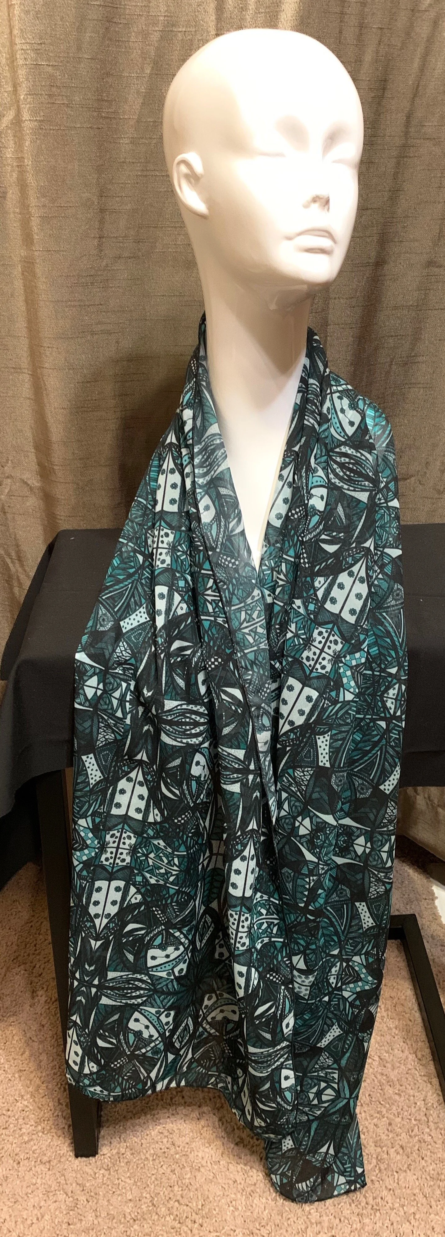# 11 & # 48 Teal  — Chiffon Scarf -- Double Panel