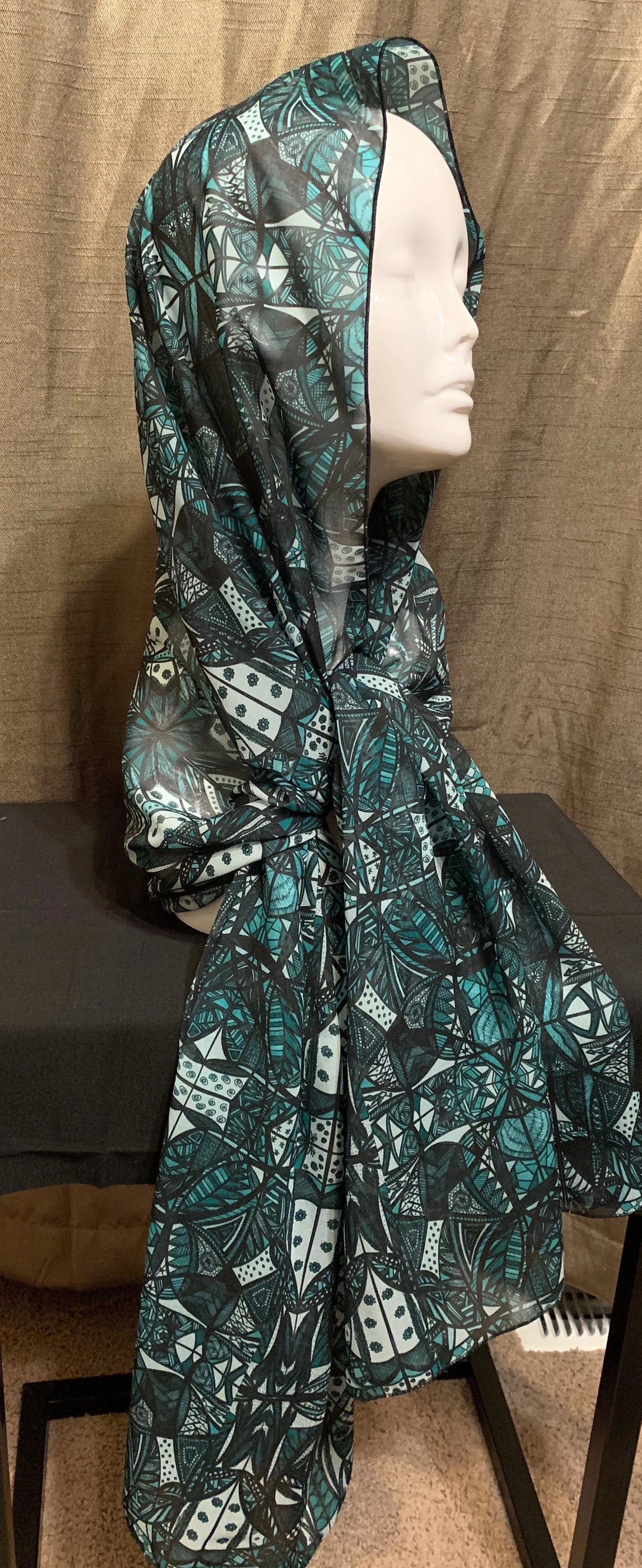 # 11 & # 48 Teal  — Chiffon Scarf -- Double Panel