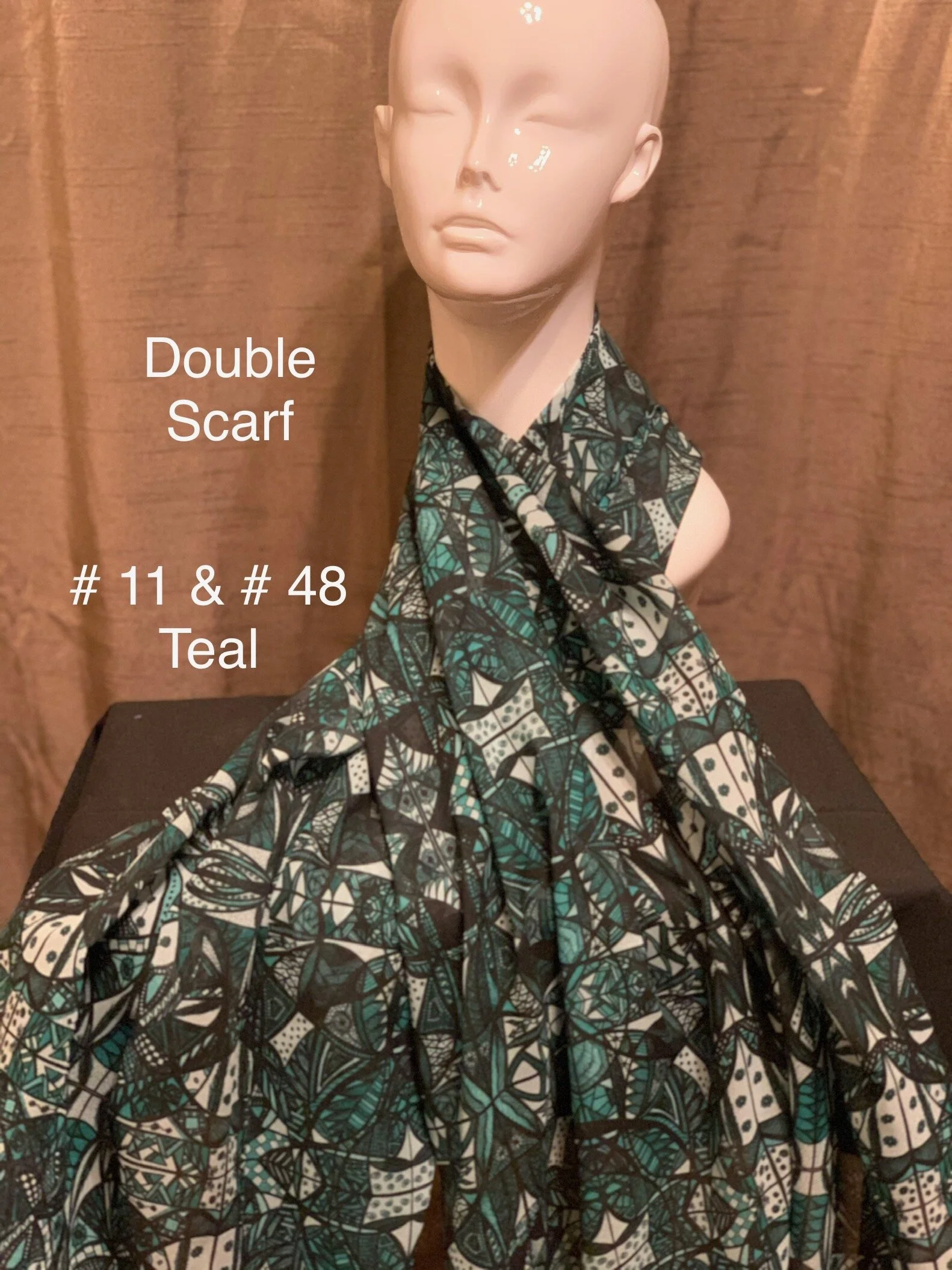 # 11 & # 48 Teal  — Chiffon Scarf -- Double Panel