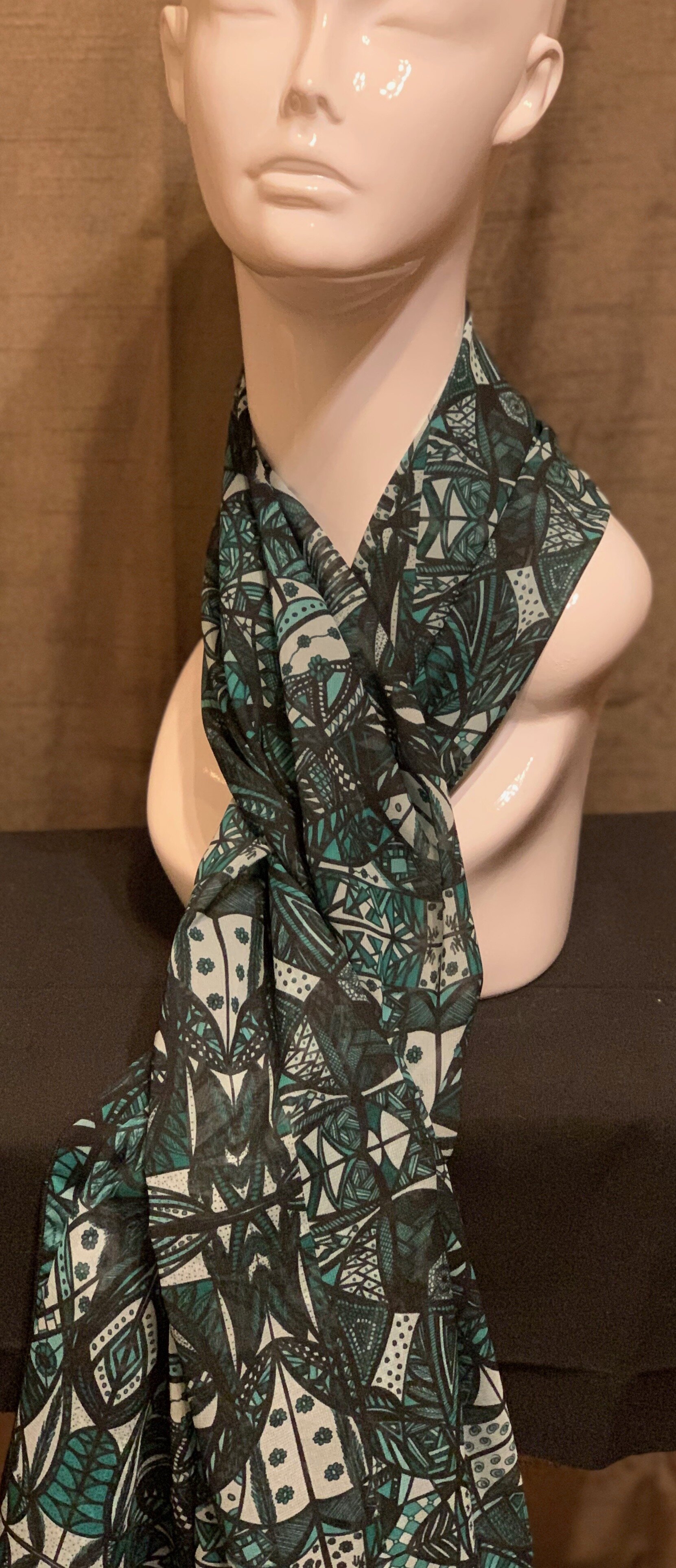 # 11 & # 48 Teal  — Chiffon Scarf -- Double Panel