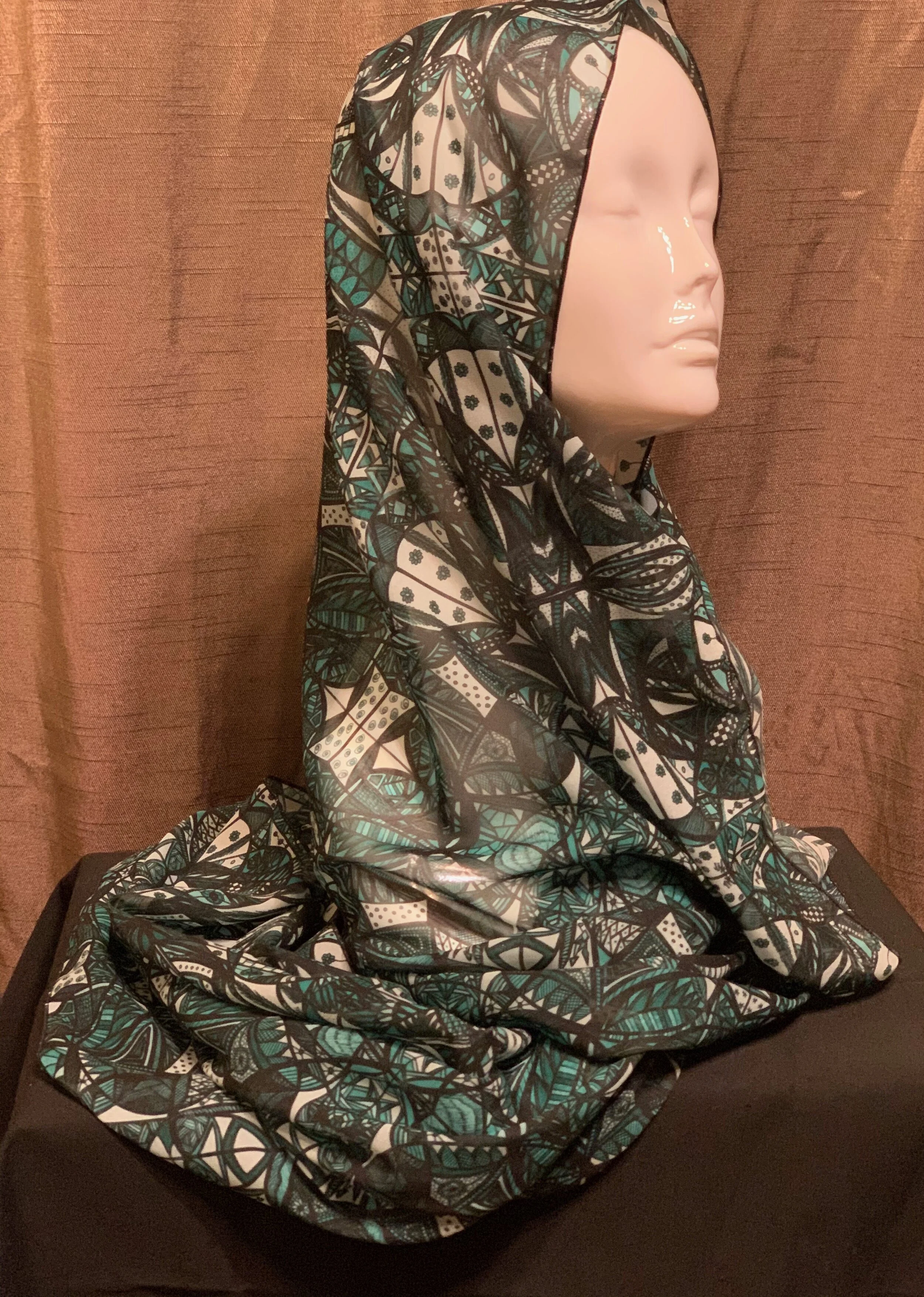 # 11 & # 48 Teal  — Chiffon Scarf -- Double Panel