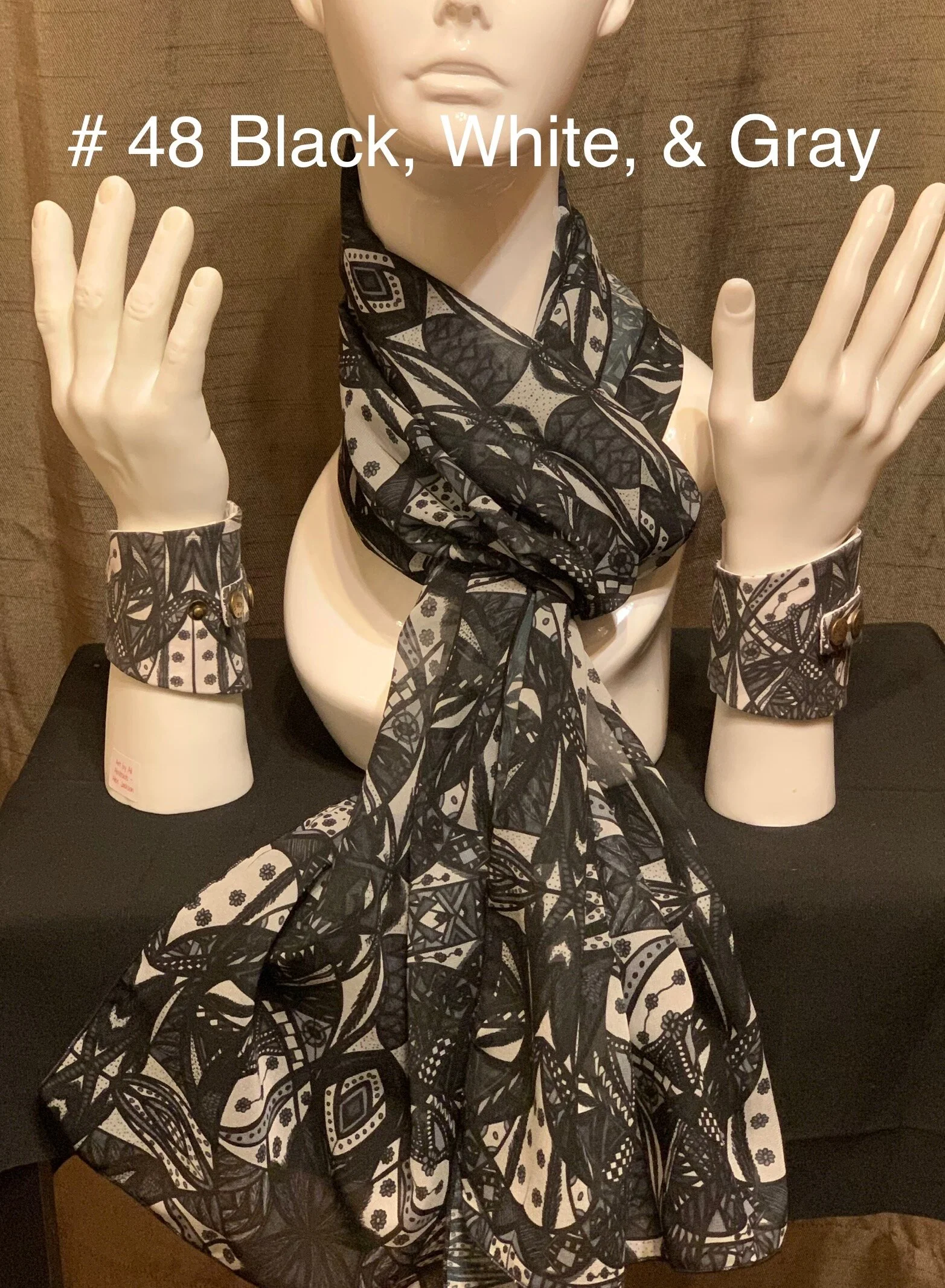 # 48 Black/White/Gray  — Chiffon Scarf