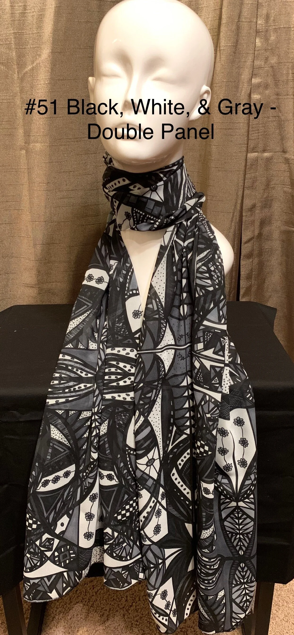 # 51 Black, White, & Gray  — Chiffon Scarf -- Double Panel