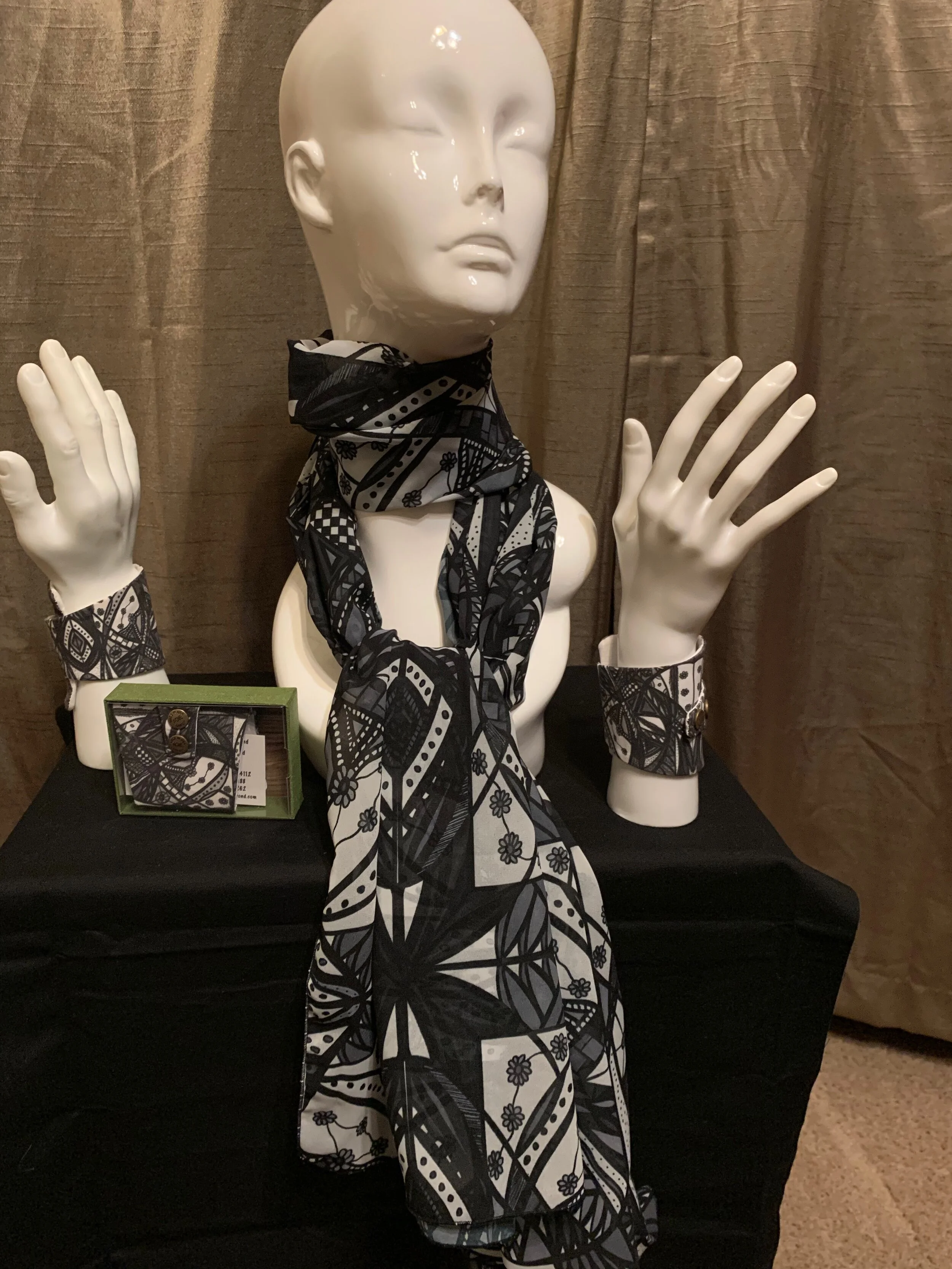 # 51 Black, White, & Gray  — Chiffon Scarf -- Double Panel