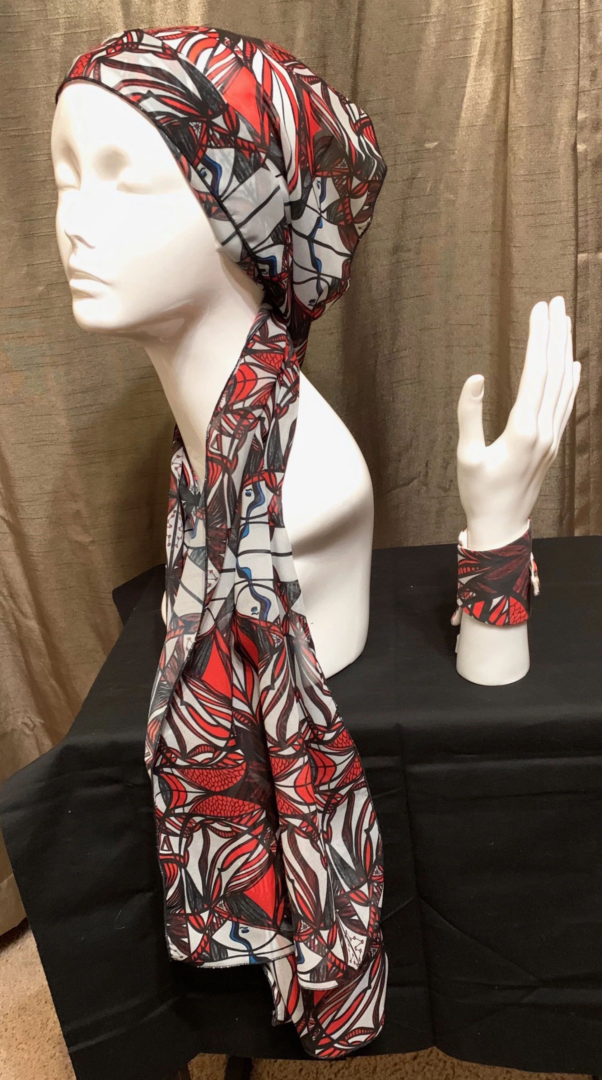 # 3 Red, White & Black  — Chiffon Scarf