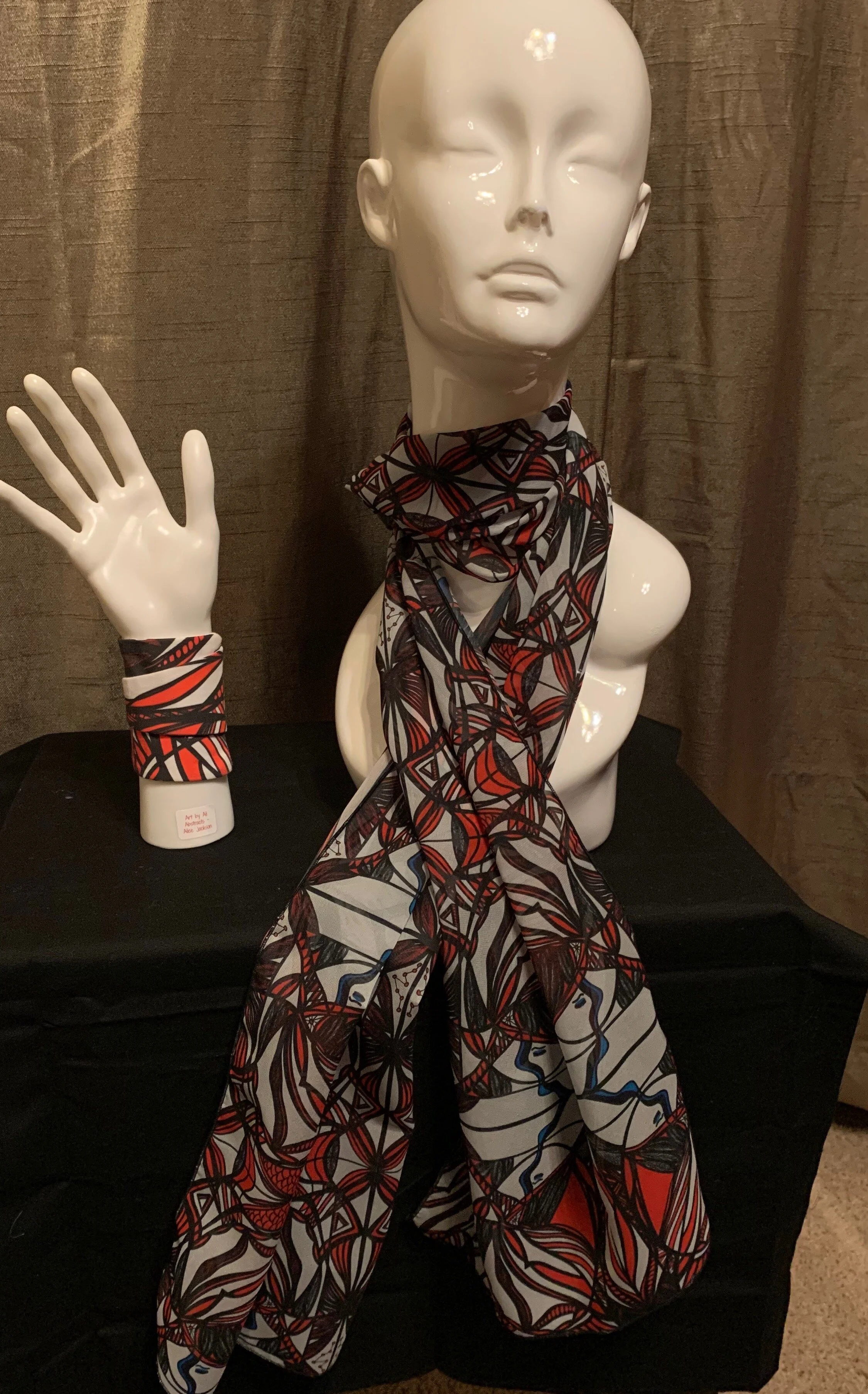 # 3 Red, White & Black  — Chiffon Scarf