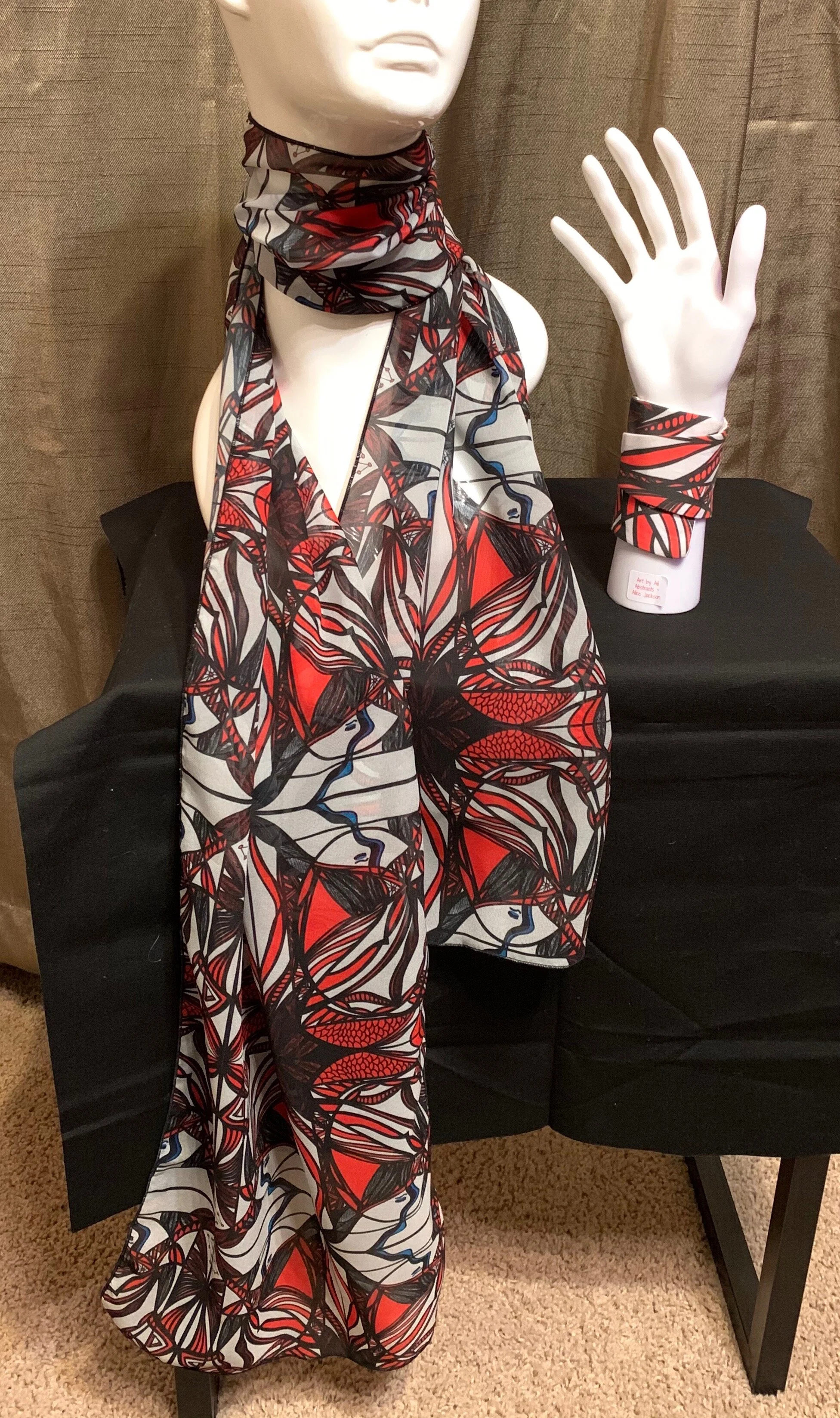 # 3 Red, White & Black  — Chiffon Scarf