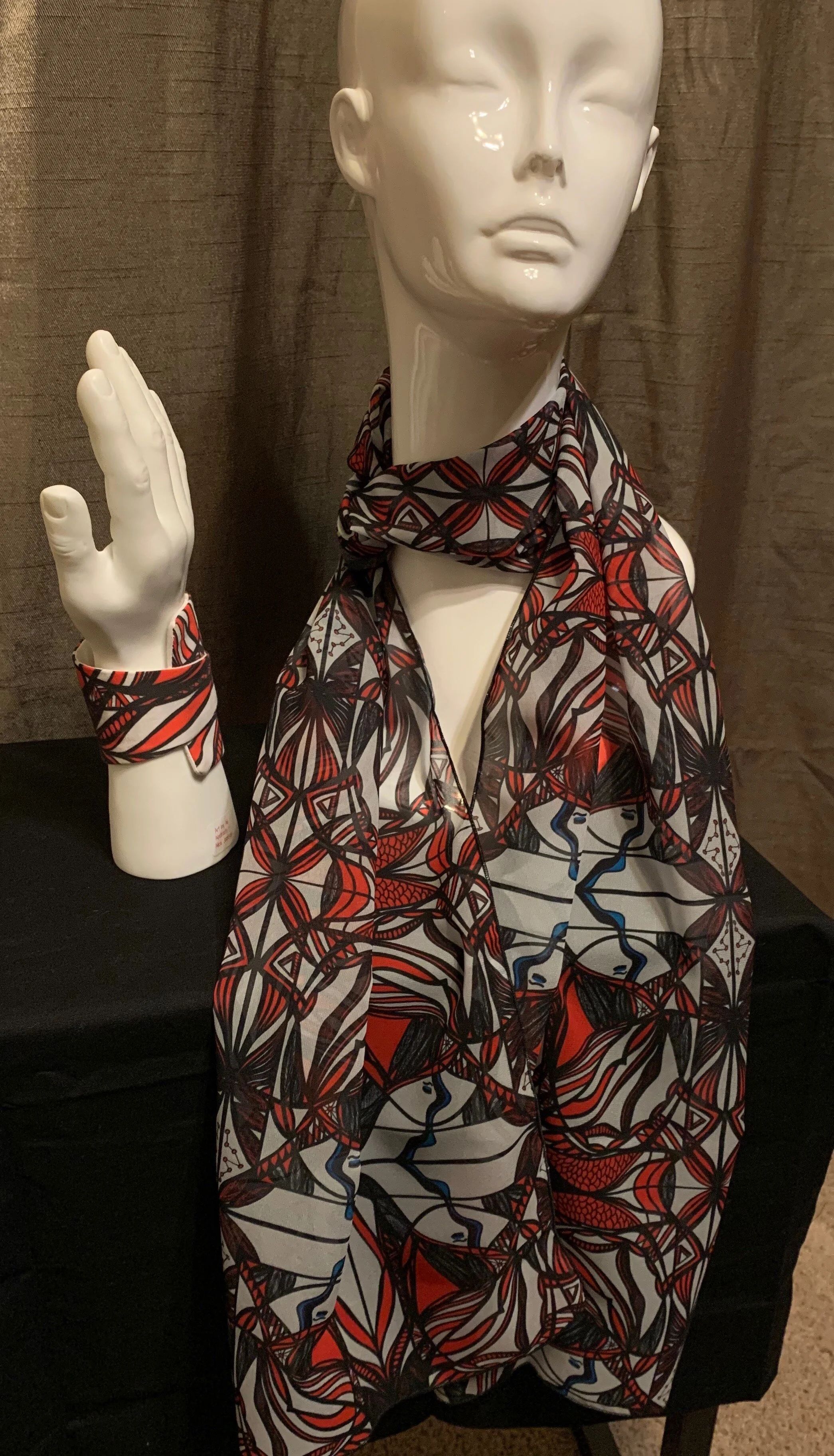 # 3 Red, White & Black  — Chiffon Scarf