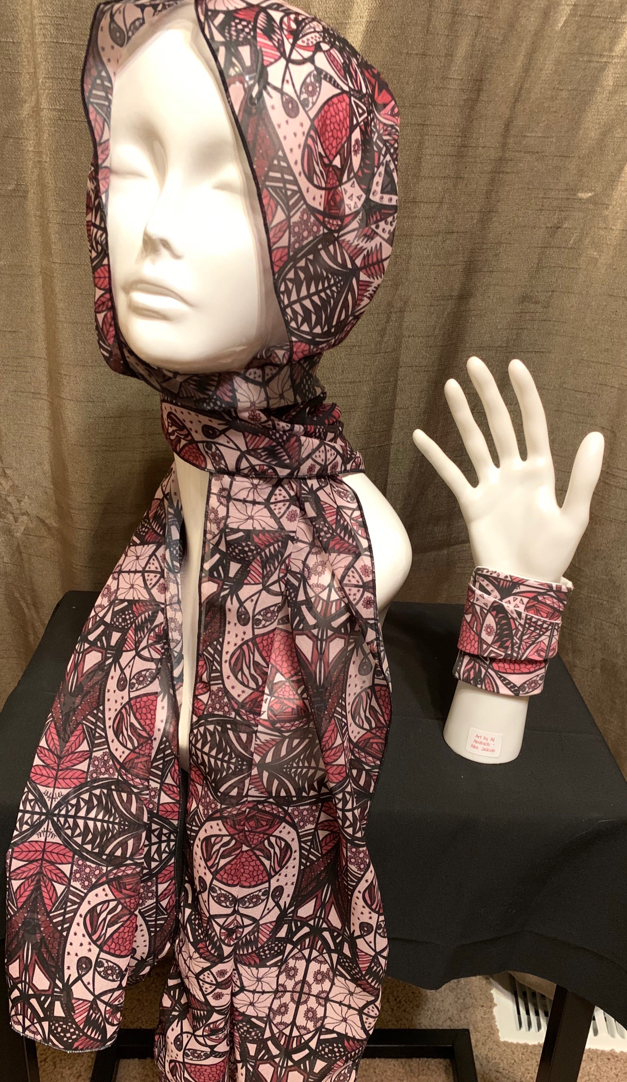 # 16 Pink/Maroon  — Chiffon Scarf