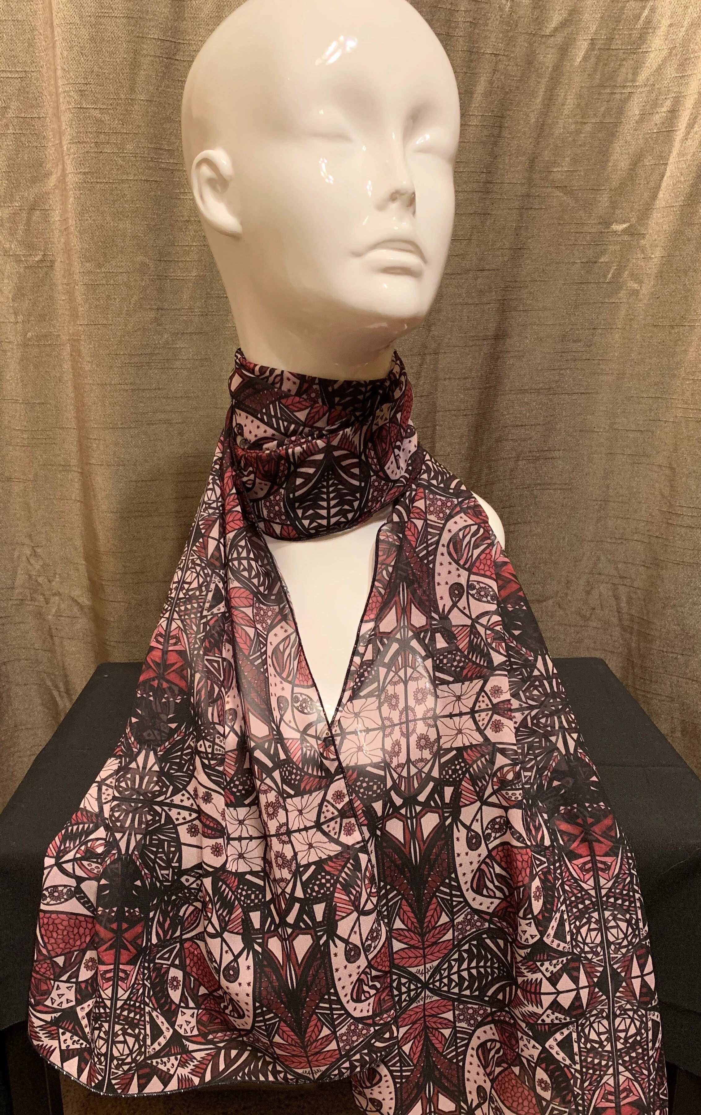 # 16 Pink/Maroon  — Chiffon Scarf