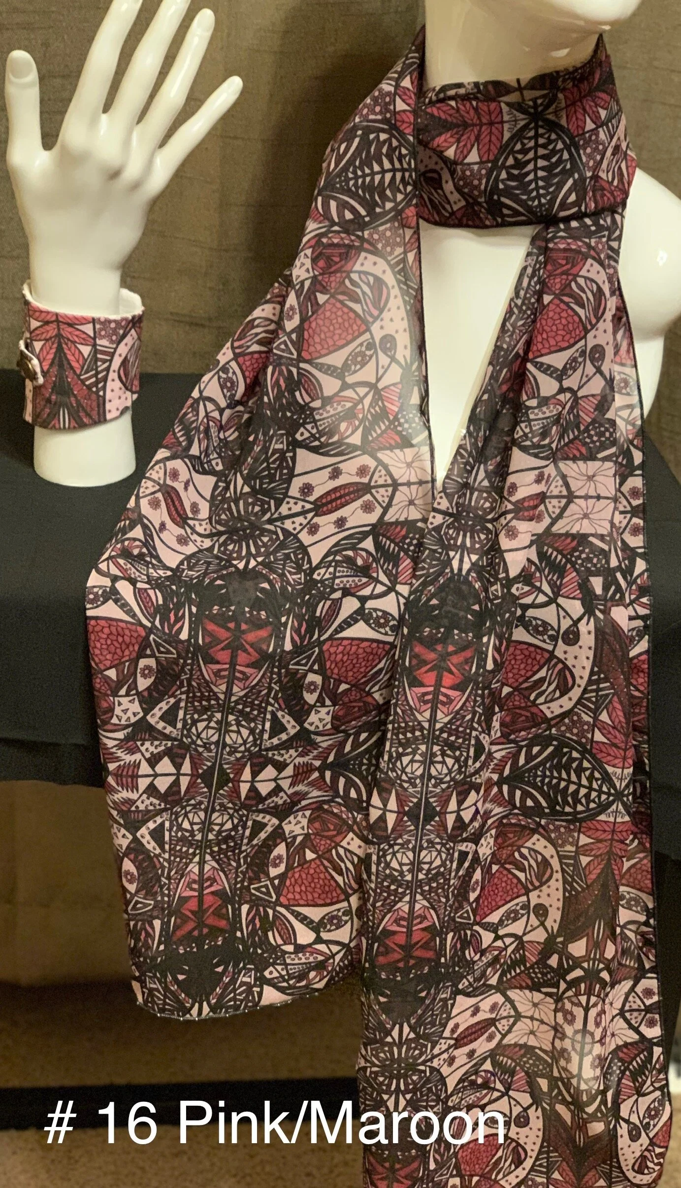 # 16 Pink/Maroon  — Chiffon Scarf