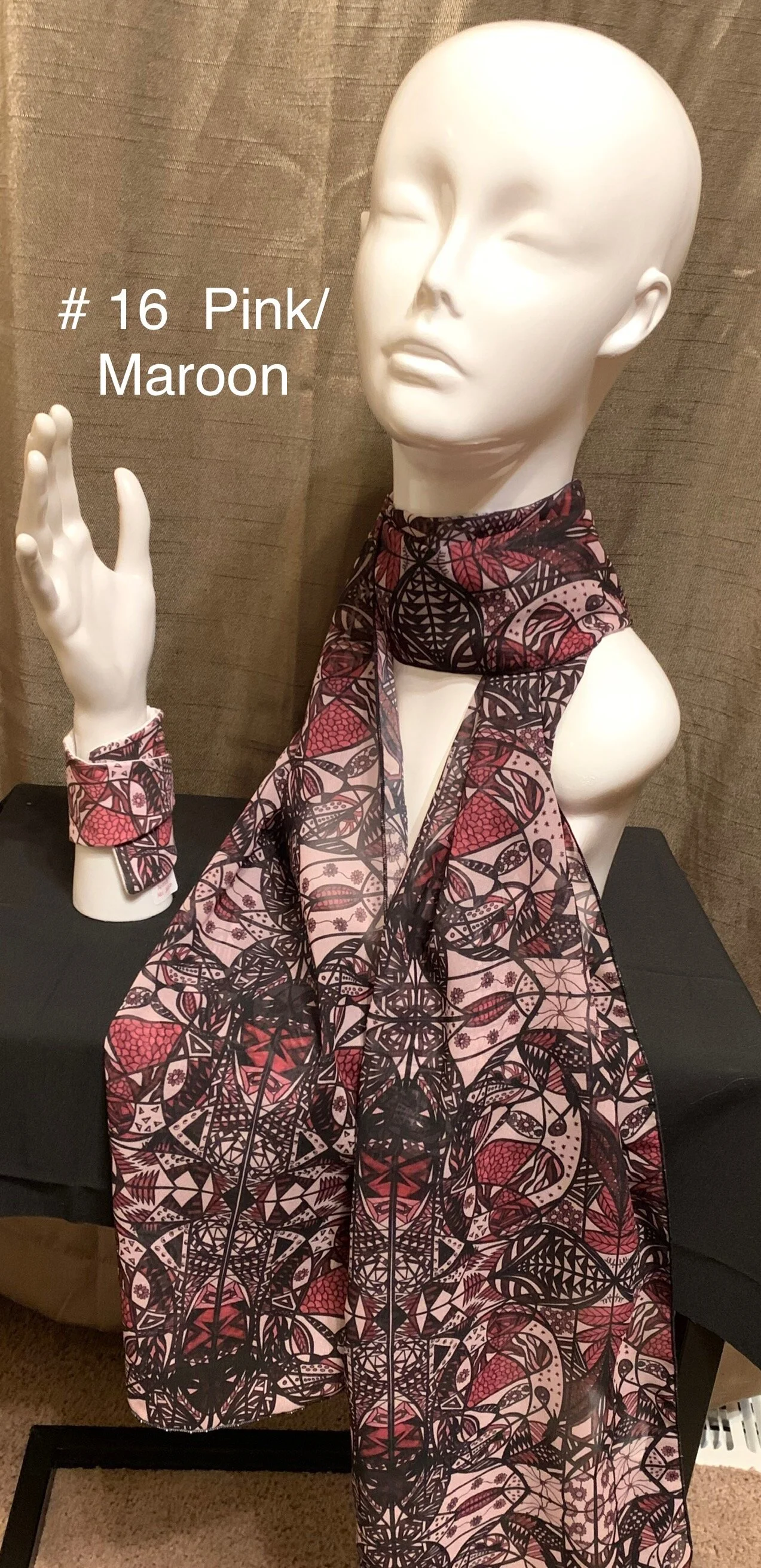 # 16 Pink/Maroon  — Chiffon Scarf