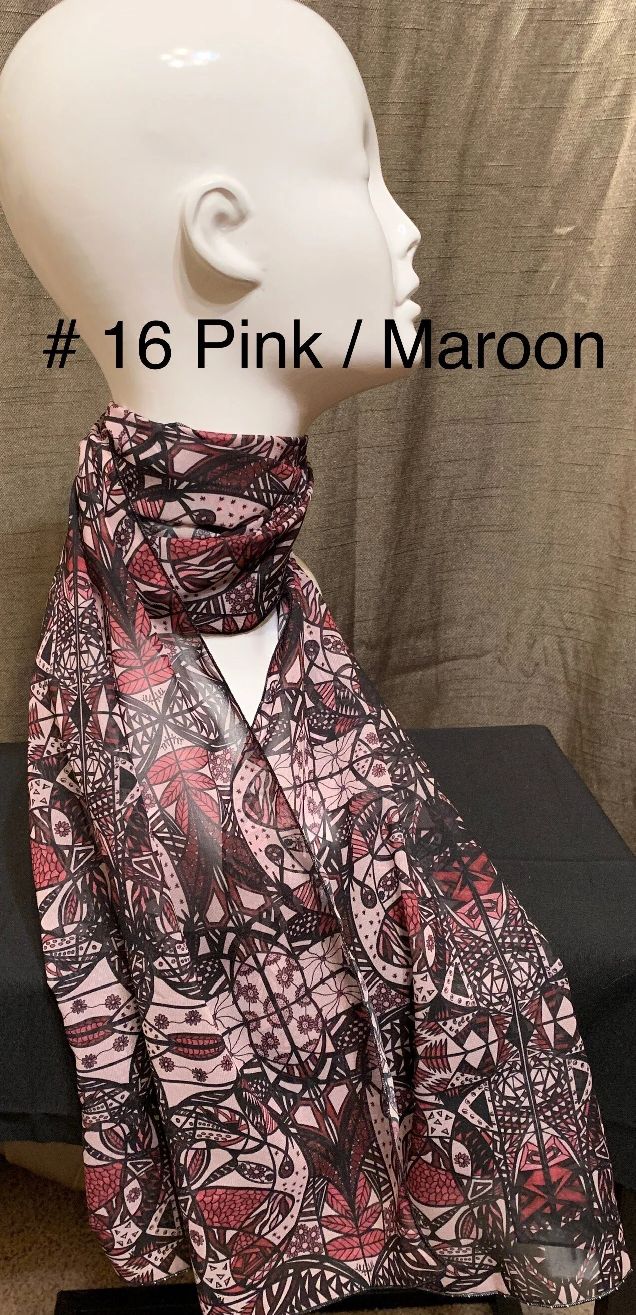 # 16 Pink/Maroon  — Chiffon Scarf