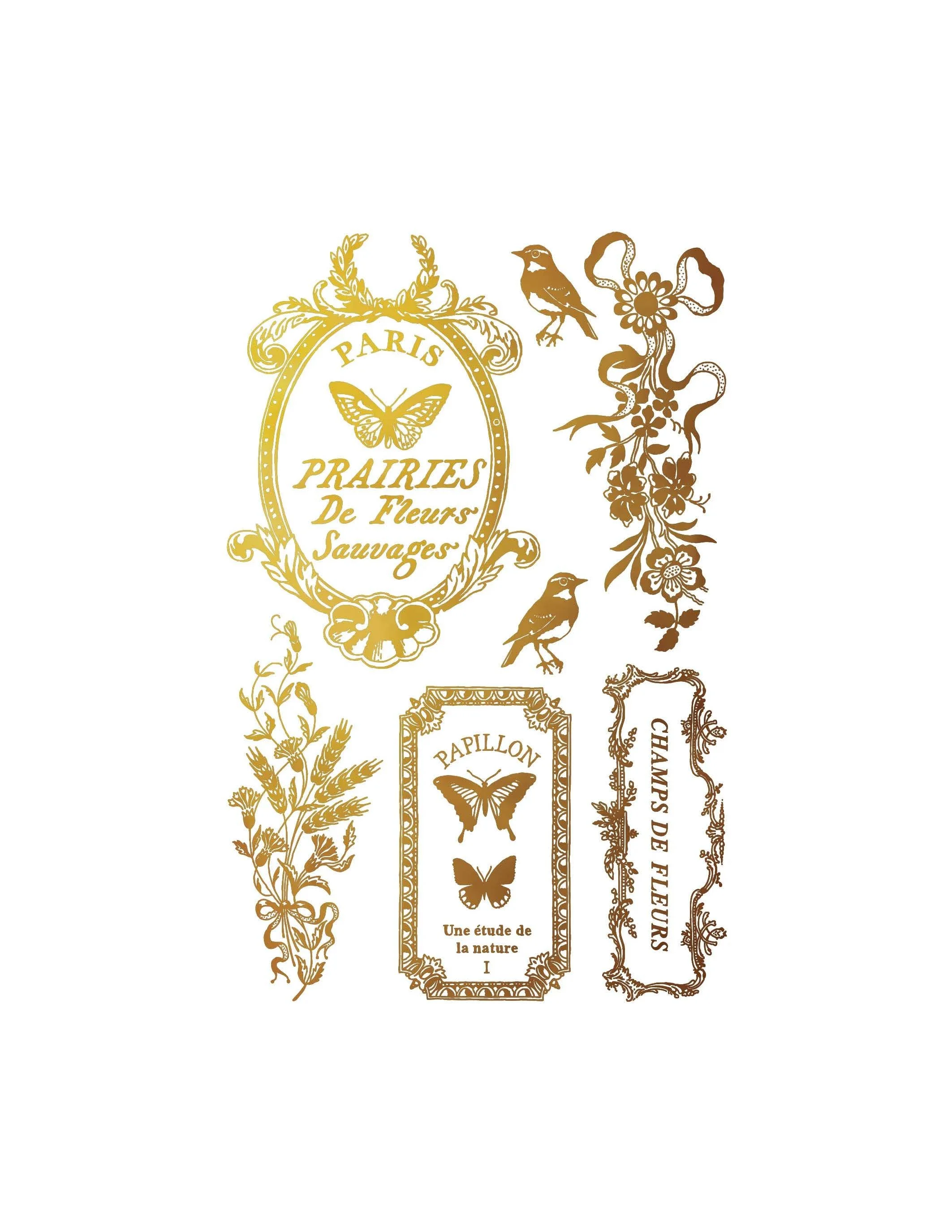 Texas In-Laws IOD Papillon Foil Decor Transfer (Pad of 8 8X12) By Iron Orchid Designs