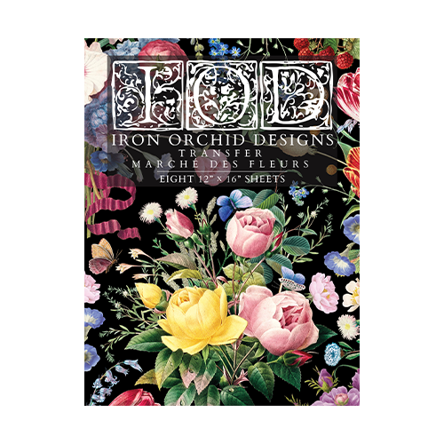 Texas In-Laws IOD Marché des Fleurs Decor Transfer (Pad of 8 12"x16" sheets) by Iron Orchid Designs