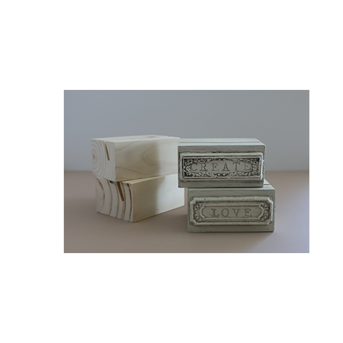 Texas In-Laws IOD Wood Block Stands Pack of 2 (2" H × 4" W × 3" D) By Iron Orchid Designs