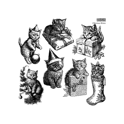IOD Christmas Kitties Decor Stamp (1 Sheet Set) 12"x12" by Iron Orchid Designs