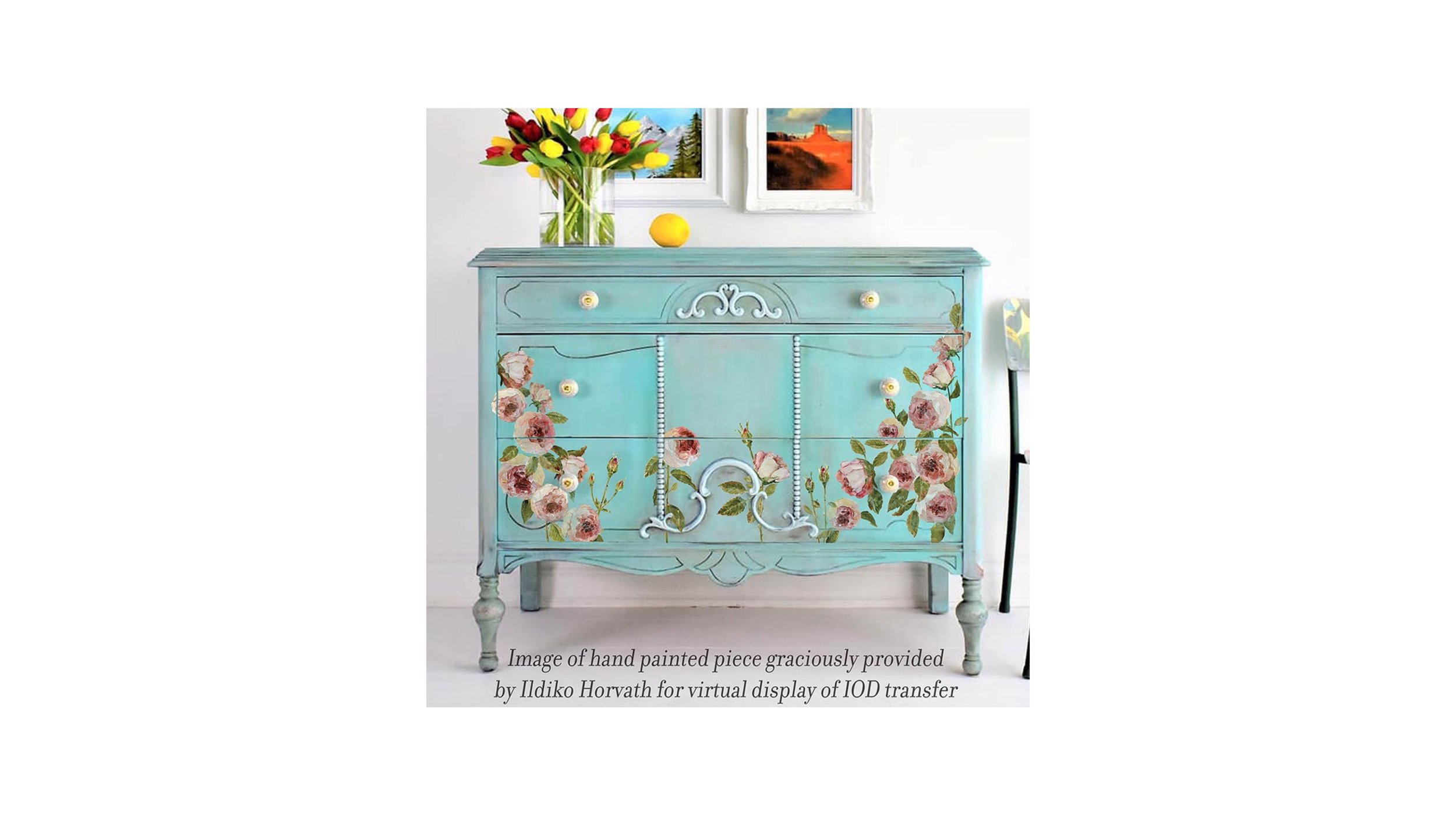 Painterly Florals Transfer - Blue Star Antiques