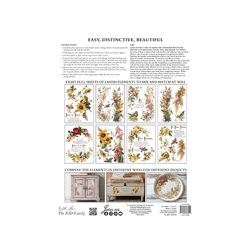 Texas In-Laws IOD Flowers by the Poets Decor Transfer (pad of 8 12"x16" sheets) by Iron Orchid Designs