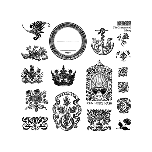 Texas In-Laws IOD The Connoisseur's Library Decor Stamp 6"x6" (4 Sheets) by Iron Orchid Designs