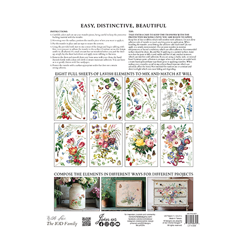 Texas In-Laws IOD Marché des Fleurs Decor Transfer (Pad of 8 12"x16" sheets) by Iron Orchid Designs