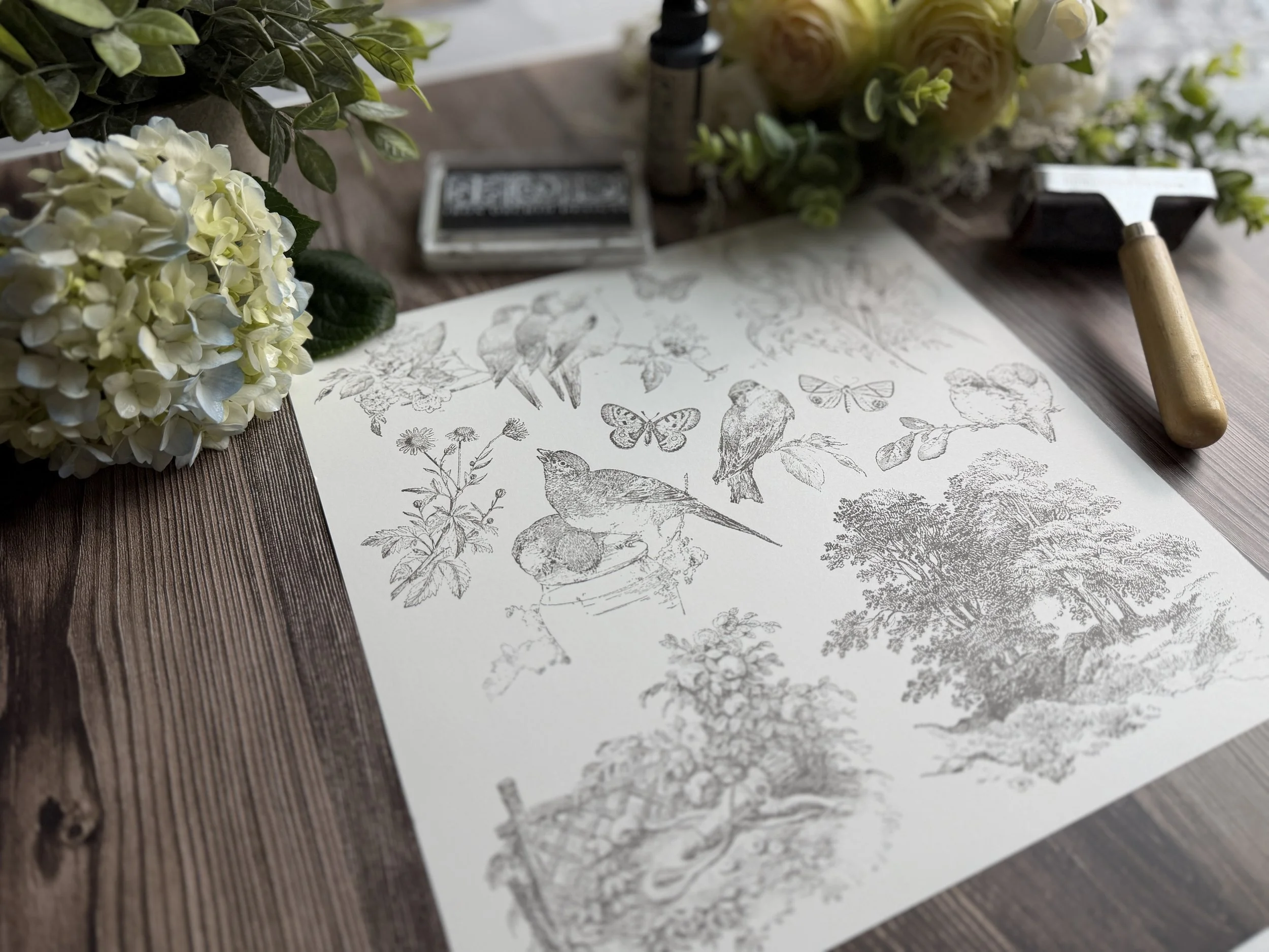 Texas In-Laws IOD Meadowlark Decor Stamp (1 Sheet Set) 12"x12" by Iron Orchid Designs