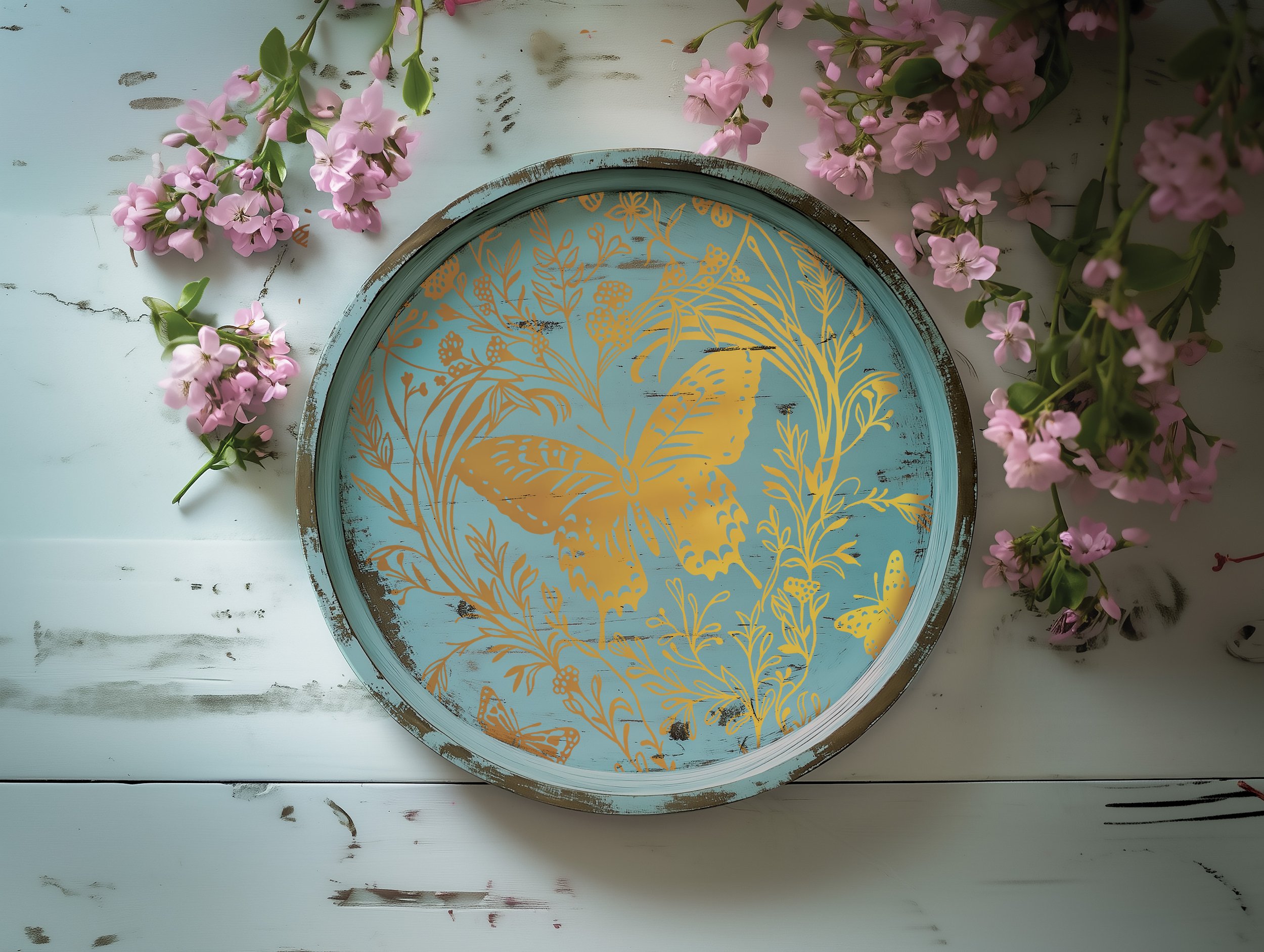 Texas In-Laws IOD Papillon Foil Decor Transfer (Pad of 8 8X12) By Iron Orchid Designs