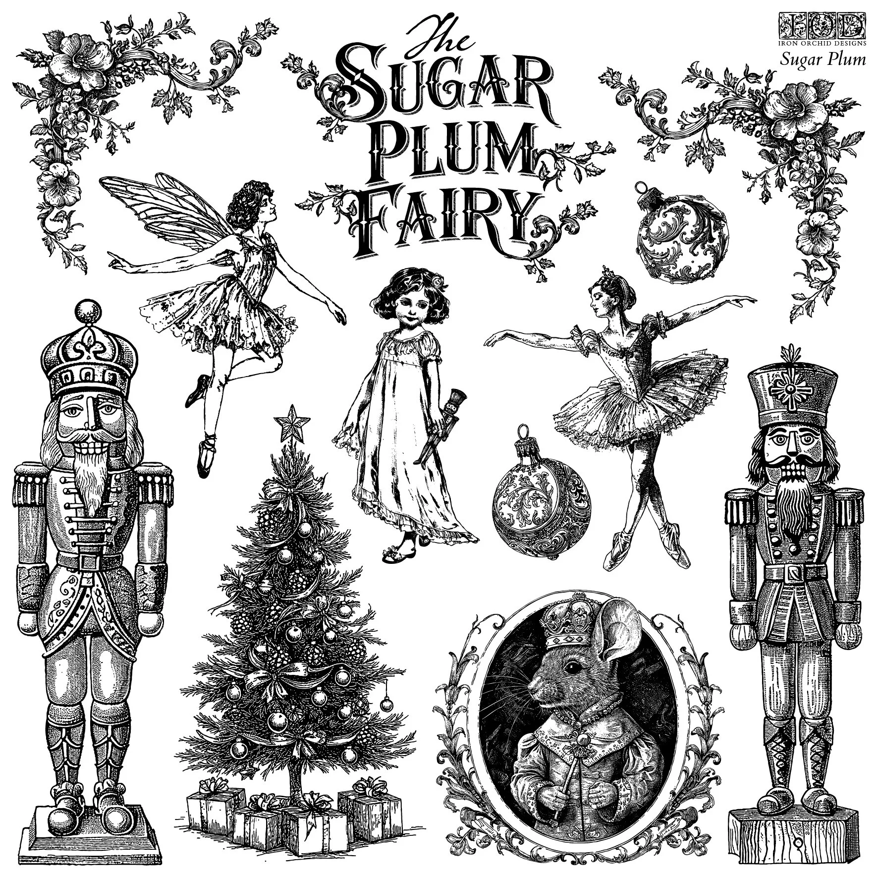 Texas In-Laws IOD Decor Sugar Plum Stamp (1 Sheet Set) 12"x12" by Iron Orchid Designs