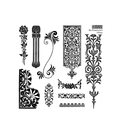 Texas In-Laws IOD The Connoisseur's Library Decor Stamp 6"x6" (4 Sheets) by Iron Orchid Designs