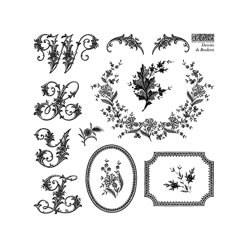 Texas In-Laws IOD Dessins De Broderie Decor Stamp (4 Sheet Set)  6"x6" by Iron Orchid Designs