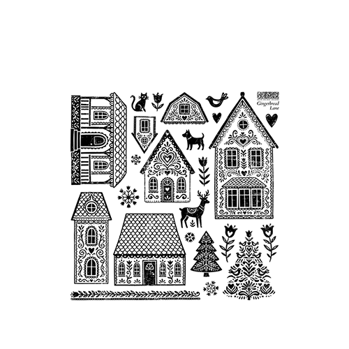 IOD Gingerbread Lane Decor Stamp (1 Sheet Set) 12"x12" by Iron Orchid Designs