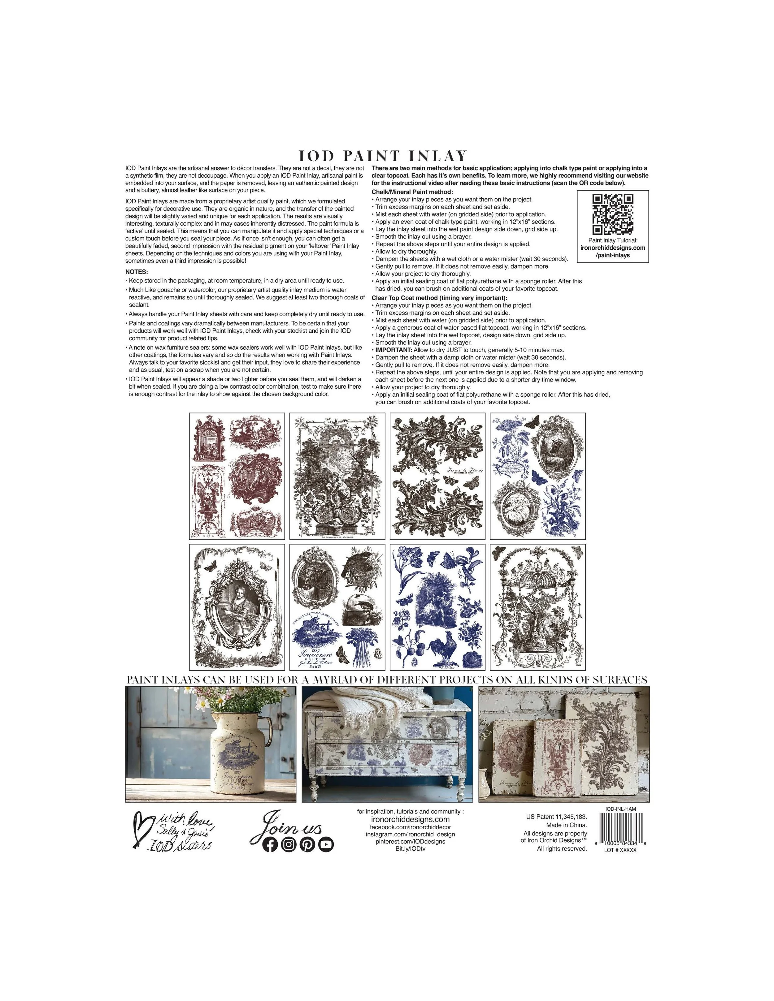 Texas In-Laws IOD HAMEAU DE LA REINE PAINT INLAY 12×16 (8 SHEET) PAD BY IRON ORCHID DESIGNS