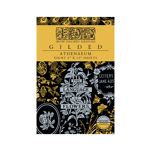 Texas In-Laws IOD Athenaeum Foil Decor Transfer (Pad of 8 8X12) By Iron Orchid Designs