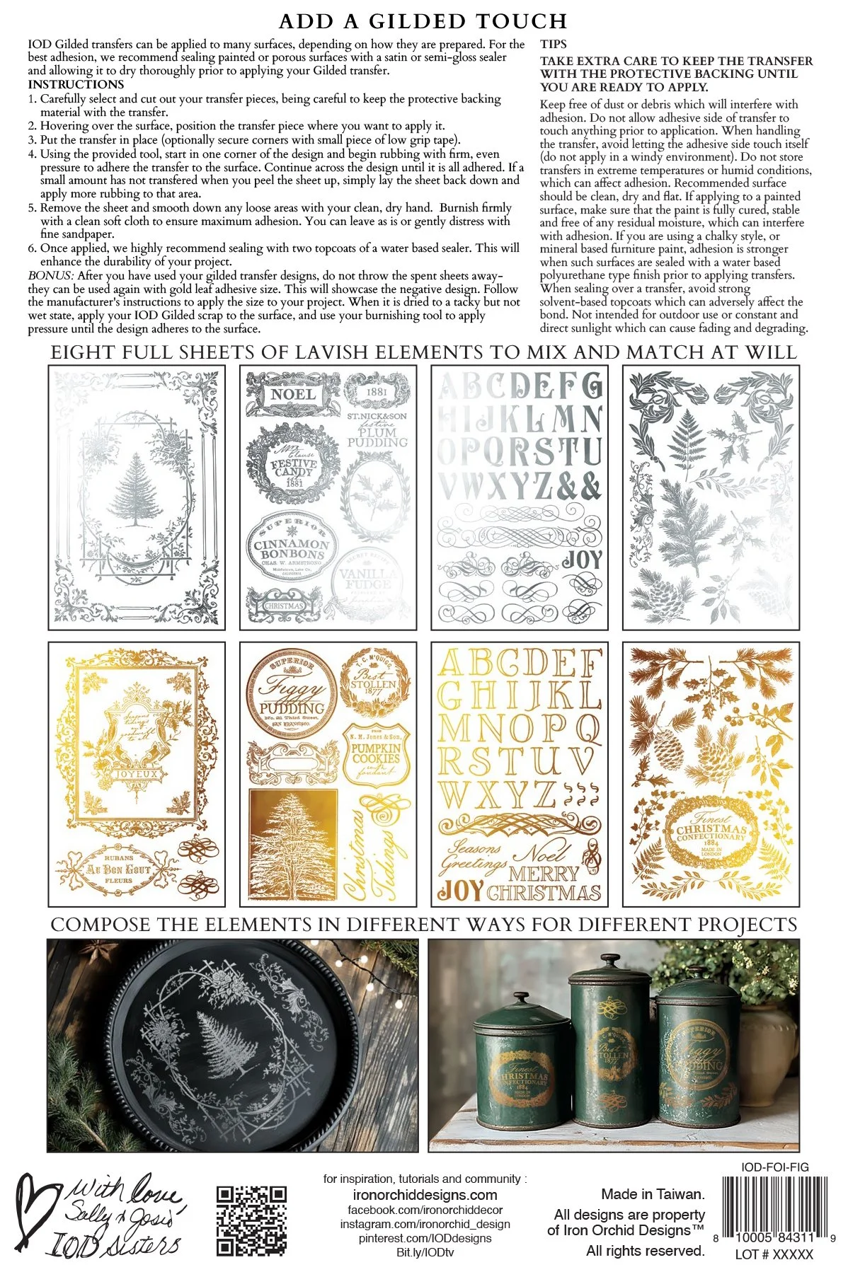 Texas In-Laws IOD Decor Figgy & Flourish Foil Transfer (Pad of 8 8x12 pages) by Iron Orchid Designs