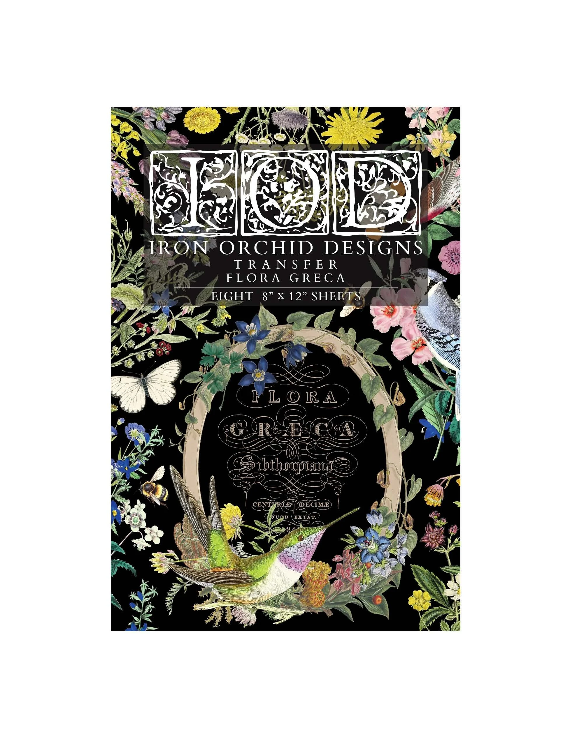 IOD Flora Greca Decor Transfer (Pad of 8 8X12 Sheets) By Iron Orchid Designs
