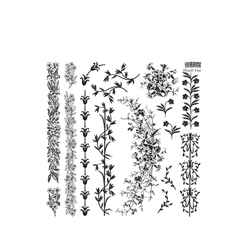 IOD Flora and Vine Decor Stamp (1 Sheet Set) 12"x12" by Iron Orchid Designs