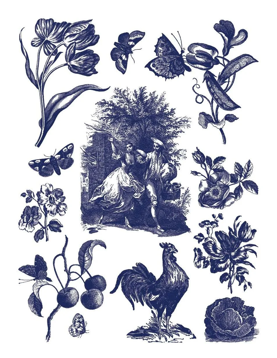 Texas In-Laws IOD HAMEAU DE LA REINE PAINT INLAY 12×16 (8 SHEET) PAD BY IRON ORCHID DESIGNS