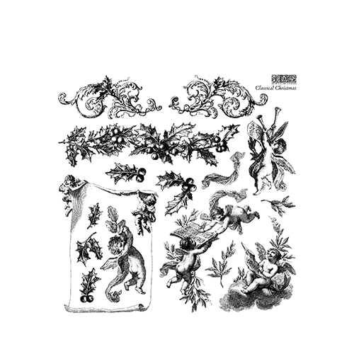 Texas In-Laws IOD Decor Stamp Classical Christmas 12"x12" by Iron Orchid Designs
