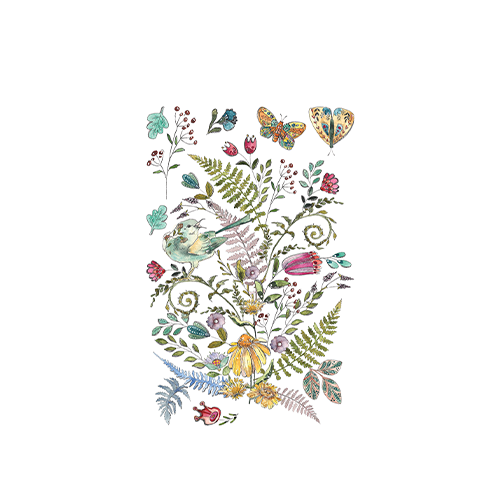 Texas In-Laws IOD Fern Fables Decor Transfer (pad of 8 8"x12" sheets) by Iron Orchid Designs