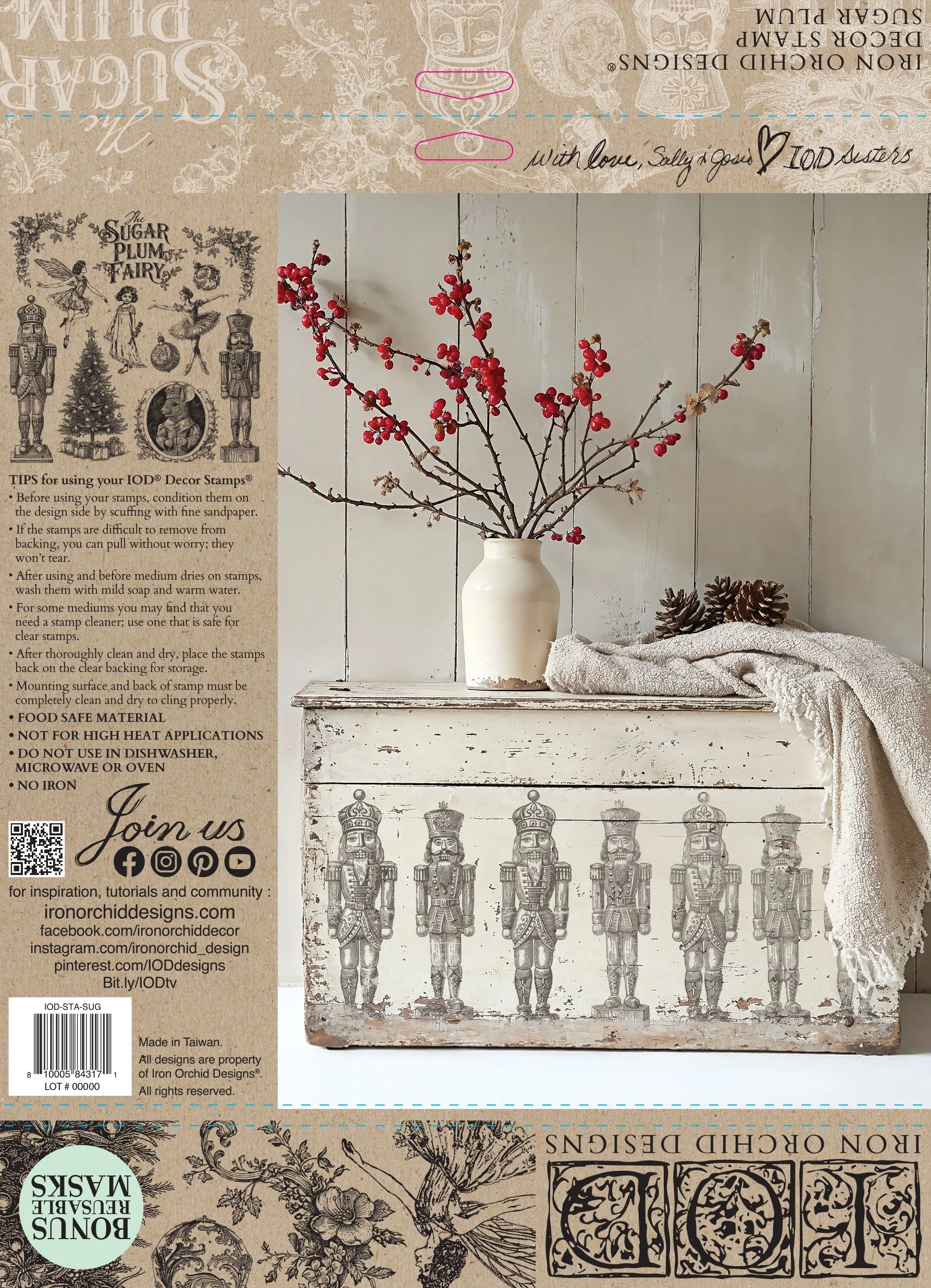 Texas In-Laws IOD Decor Sugar Plum Stamp (1 Sheet Set) 12"x12" by Iron Orchid Designs