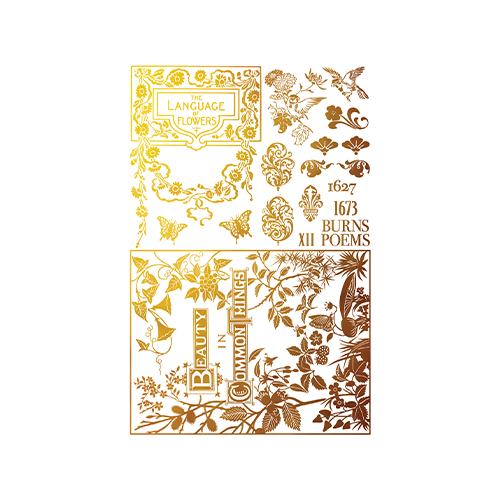 Texas In-Laws IOD Athenaeum Foil Decor Transfer (Pad of 8 8X12) By Iron Orchid Designs