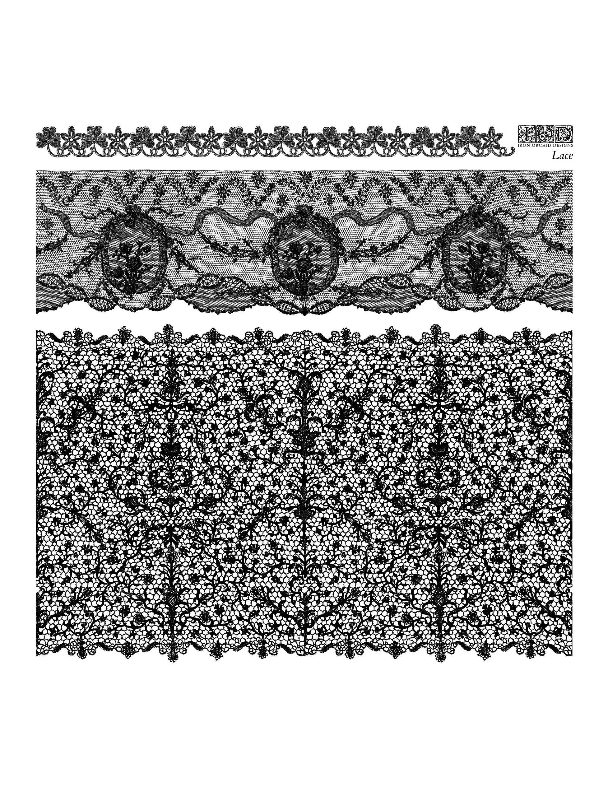 IOD Lace Decor Stamp (1 Sheet Set) 12"x12" by Iron Orchid Designs
