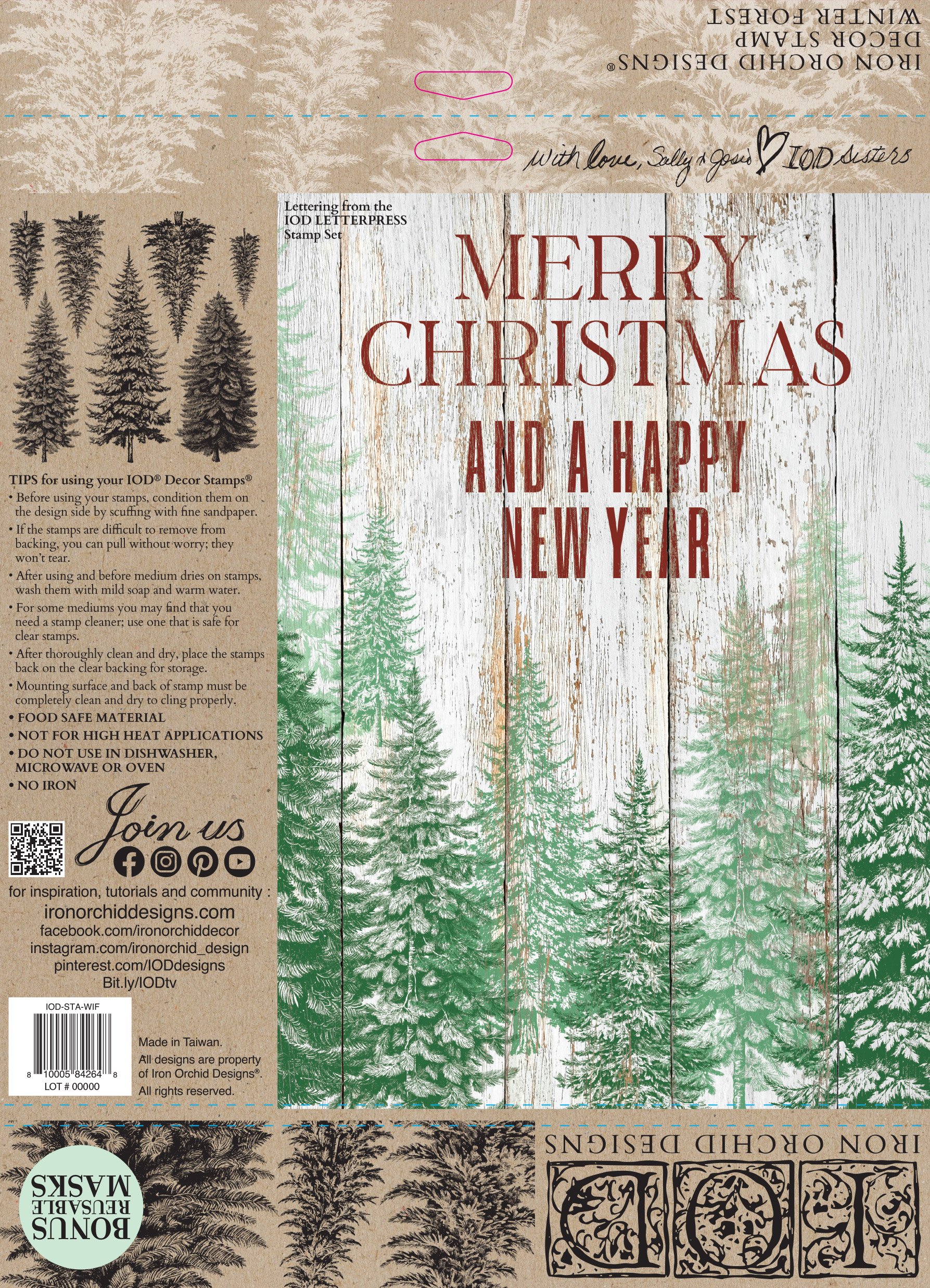 Texas In-Laws IOD Decor Stamp Winter Forest 12"x12" by Iron Orchid Designs