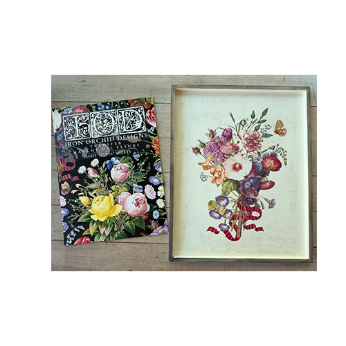 Texas In-Laws IOD Marché des Fleurs Decor Transfer (Pad of 8 12"x16" sheets) by Iron Orchid Designs