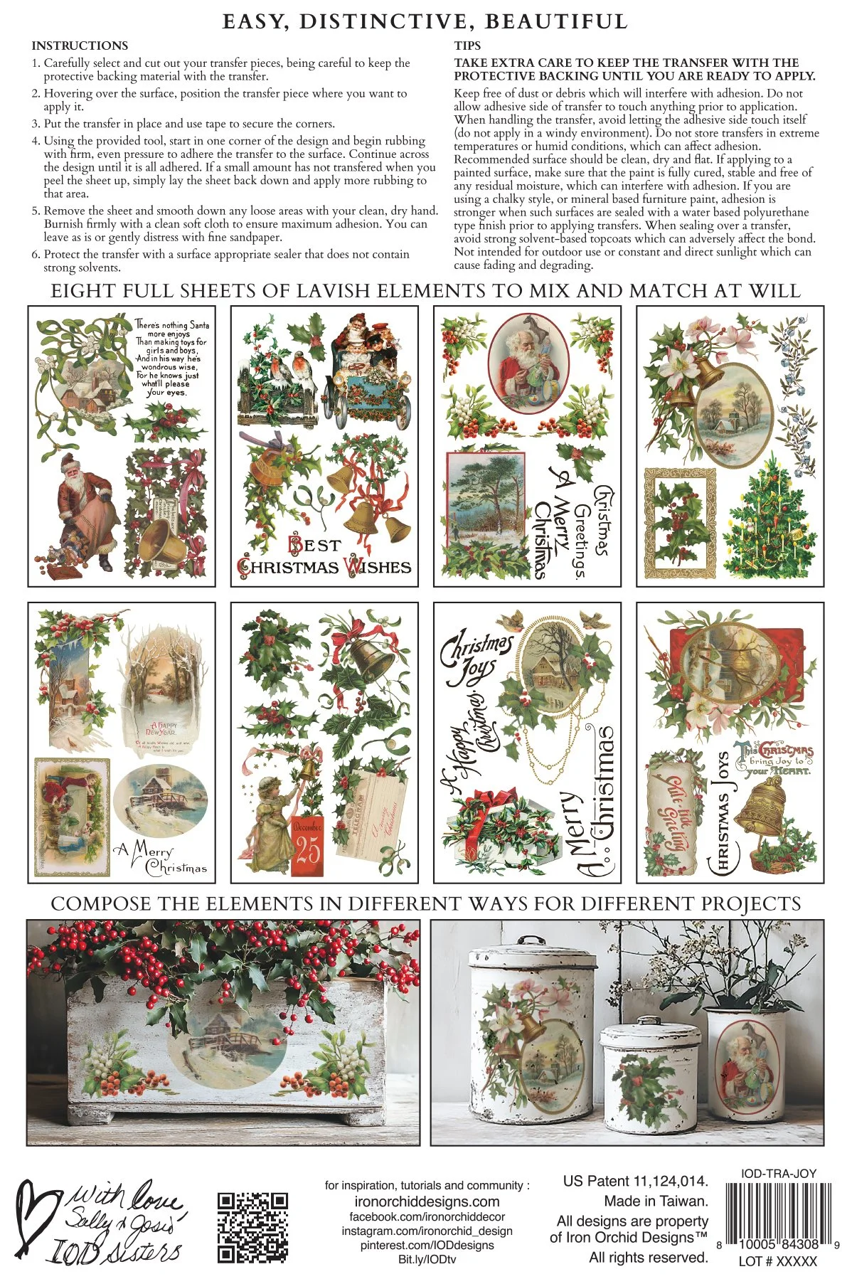Texas In-Laws IOD Decor Transfer Christmas Joy (Pad of 8 8" X 12" Sheets) by Iron Orchid Designs