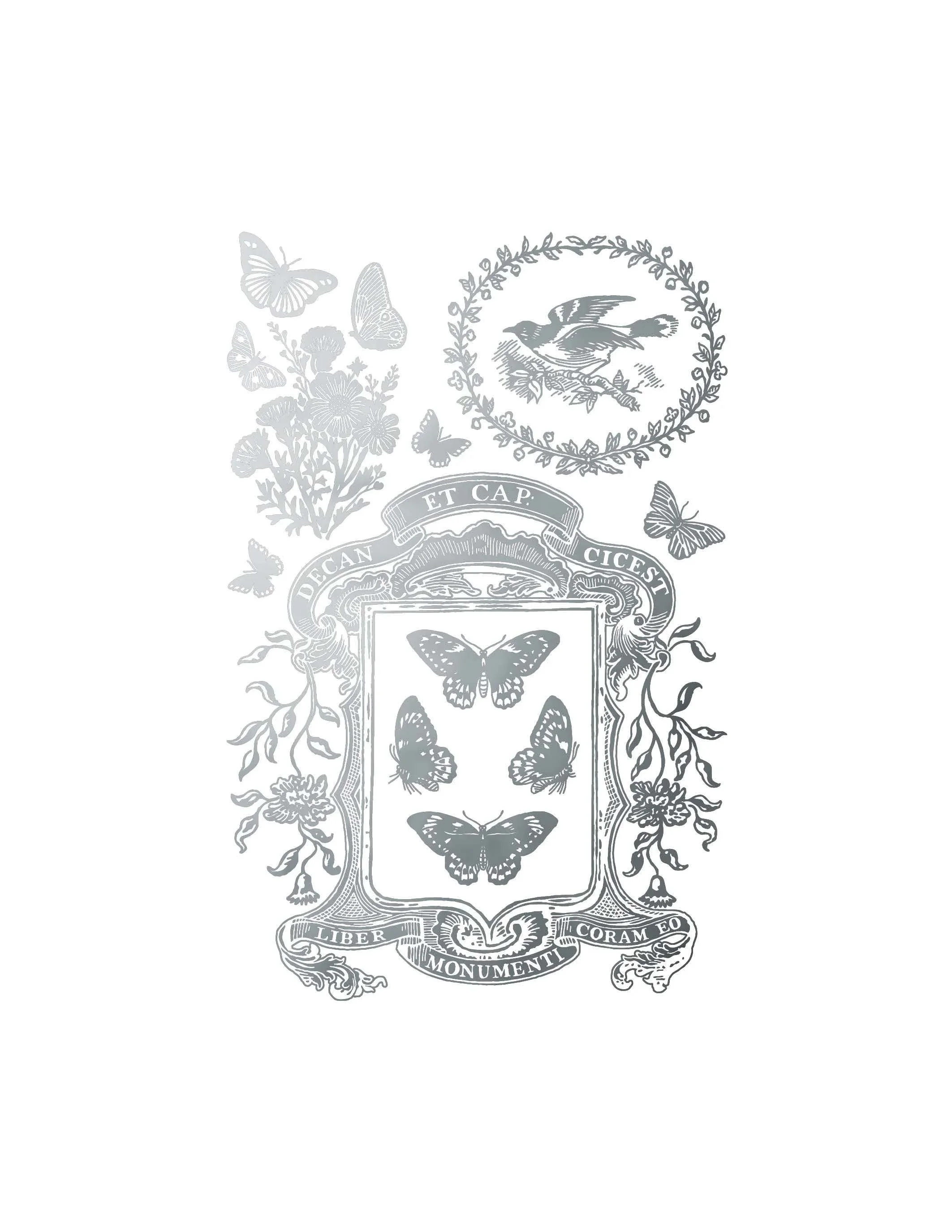 Texas In-Laws IOD Papillon Foil Decor Transfer (Pad of 8 8X12) By Iron Orchid Designs