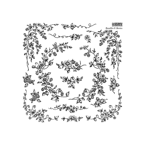 IOD Brambles & Berries Decor Stamp (1 Sheet Set) 12"x12" by Iron Orchid Designs