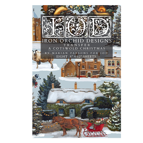 Texas In-Laws IOD A Cotswold Christimas Decor Transfer (pad of 8 12"x16" sheets) by Iron Orchid Designs